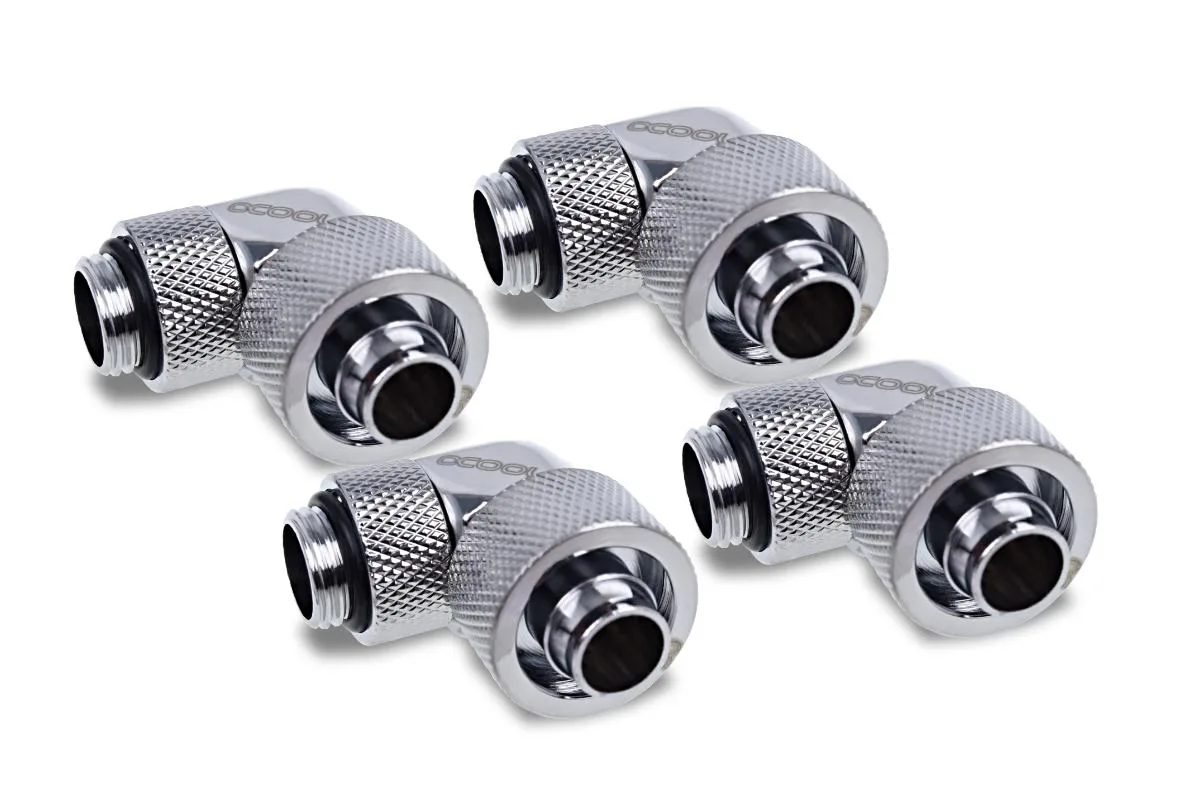 Alphacool Alphacool Eiszapfen 16/10mm 90° Rotatable G1/4 Chrome 4-Pack (17614) — product photo