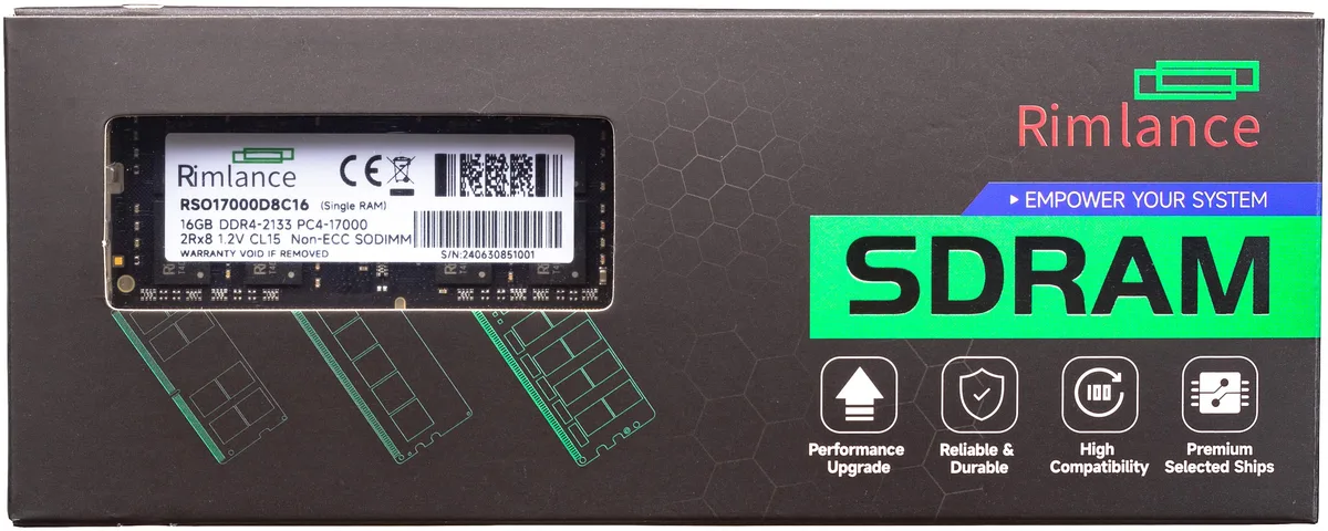 RIMLANCE RIMLANCE 16GB DDR4 2133MHz PC4-17000 260-Pin SODIMM 2RX8 1.2V — foto produk