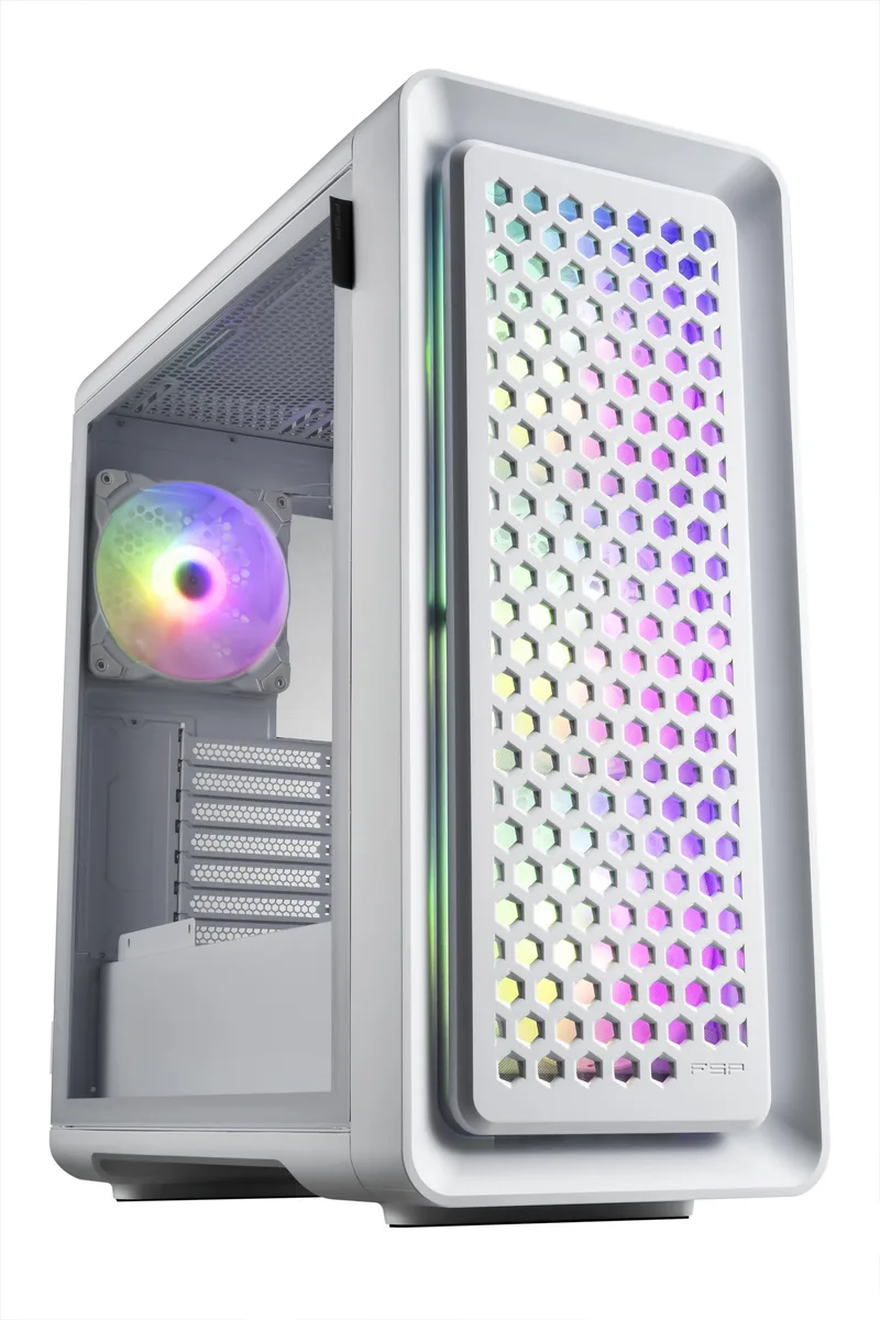 FSP FSP CUT593A Mid Tower PC Case, Black, 4 x 140mm ARGB Fans, 280/360mm AIO Support — photo du produit