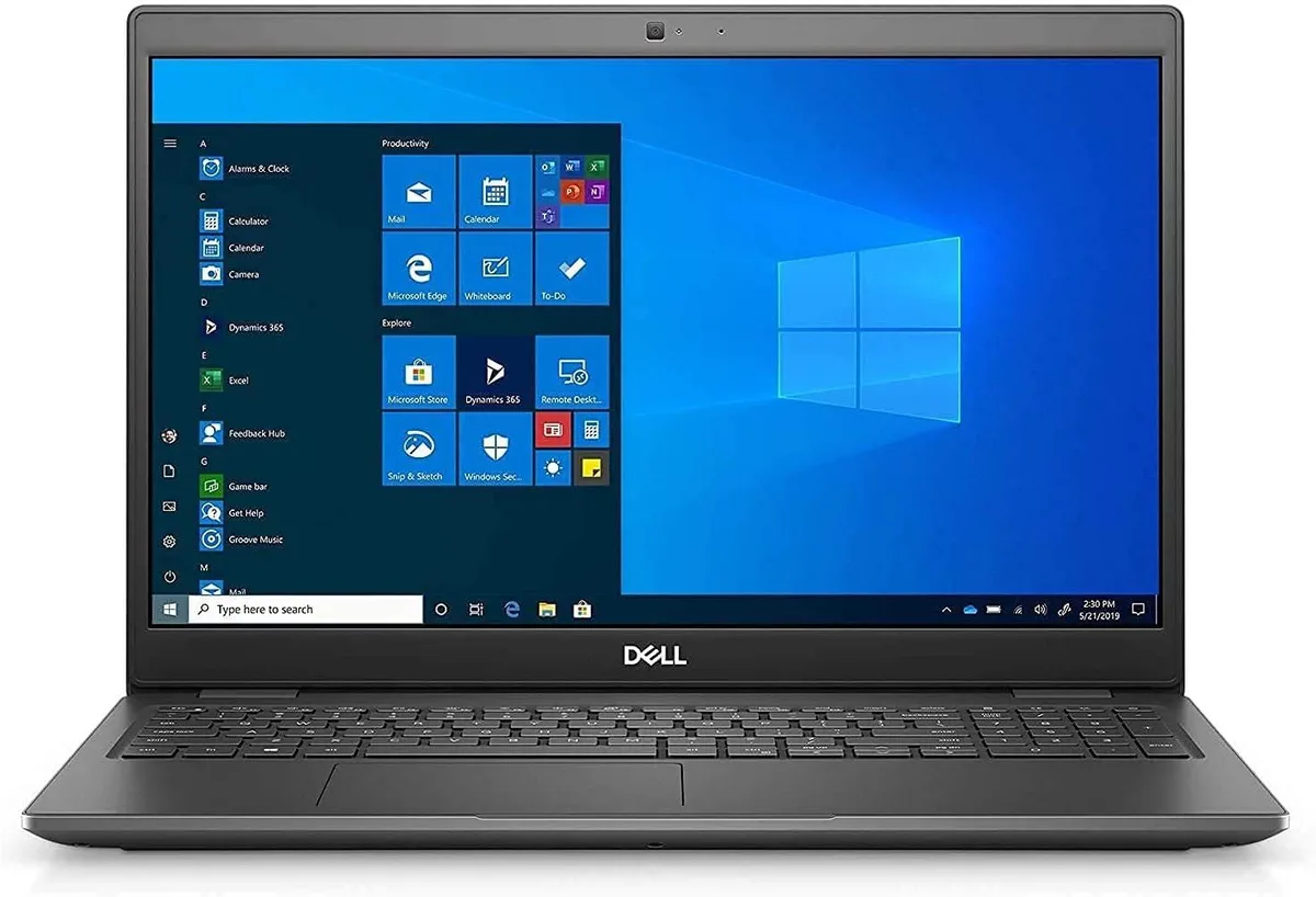 Silver Dell Latitude 3510 laptop open showing 15.5 inch FHD screen and keyboard