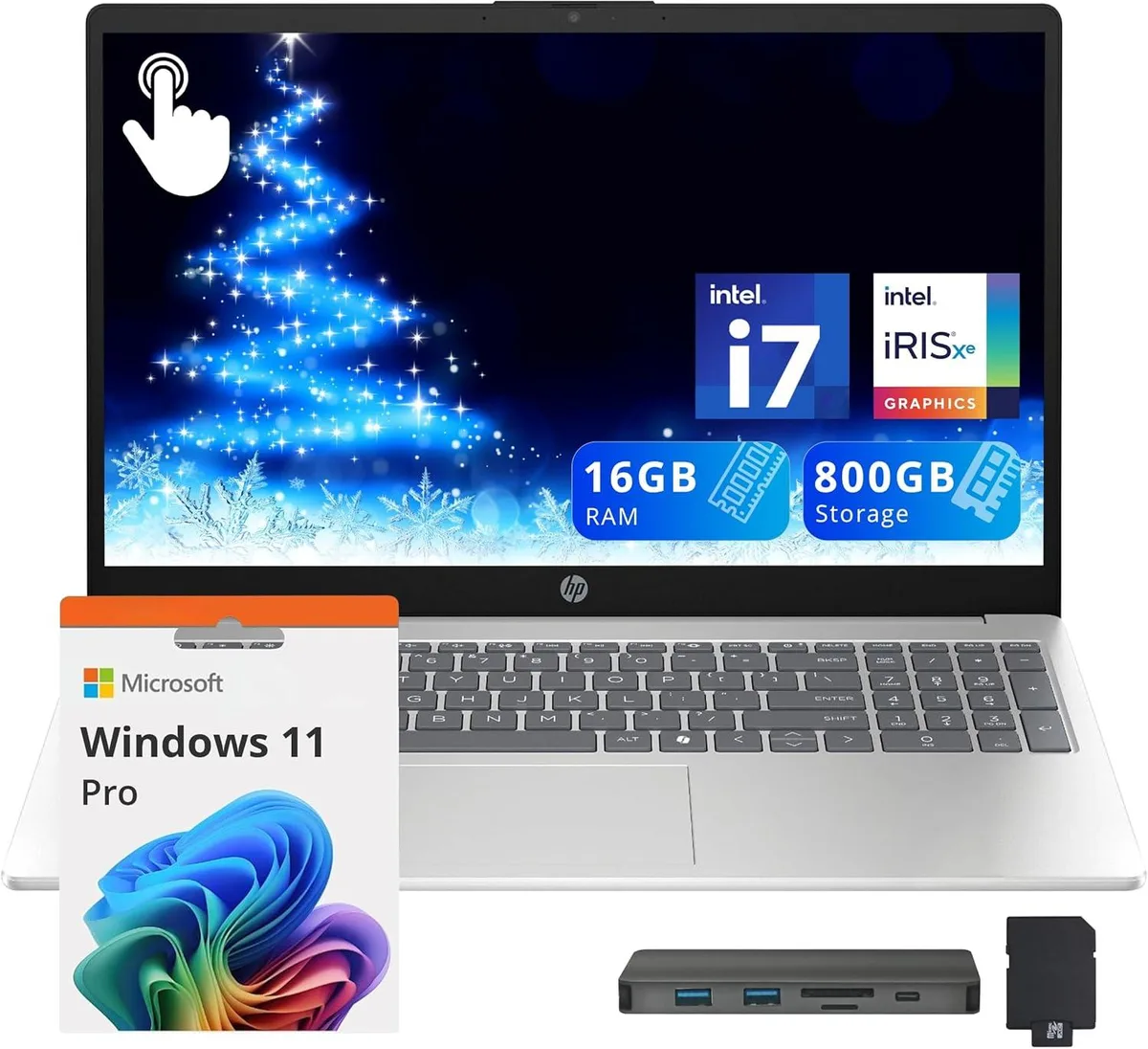 HP HP 15.6" FHD Touchscreen Business Laptop Intel Core i7-1355U 16GB 512GB SSD + 288GB Docking Station Silver — 商品照片