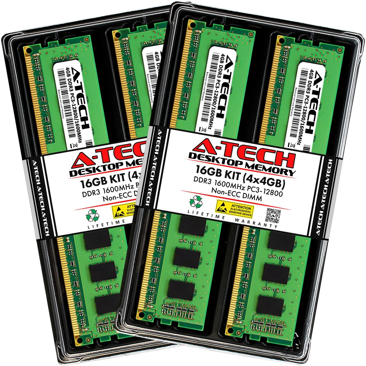 A-Tech A-Tech 16GB (4x4GB) DDR3 1600MHz CL11 240-Pin Desktop RAM — product photo