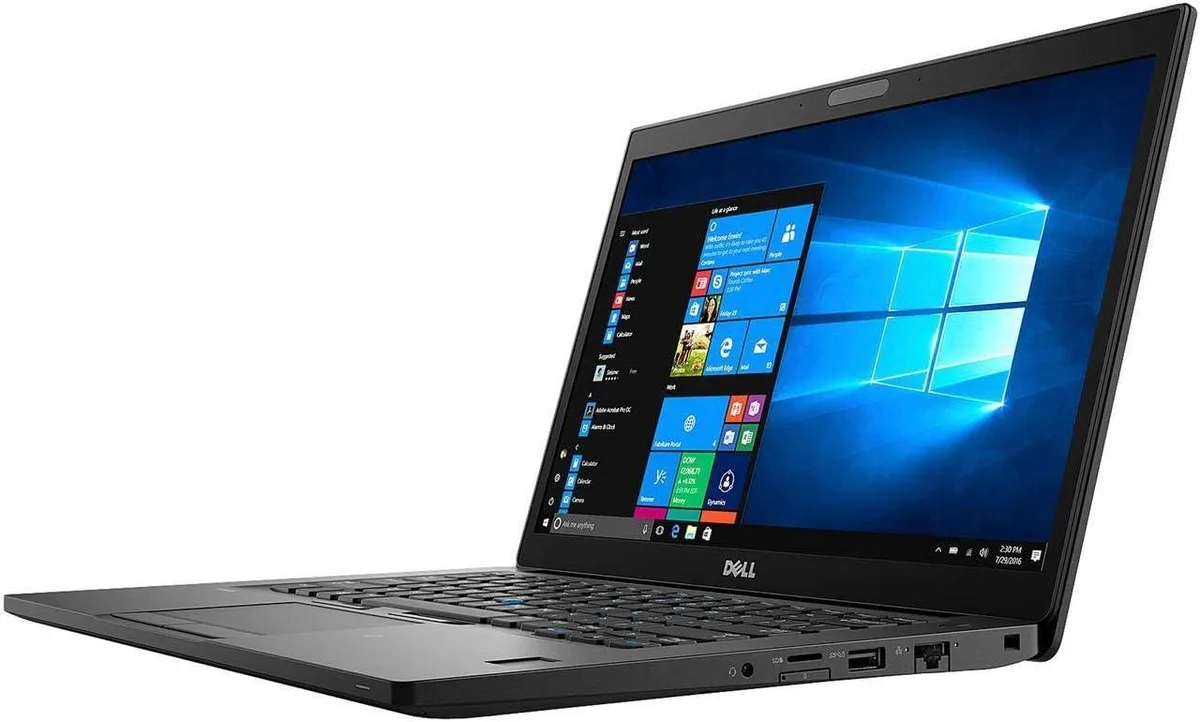 Black 14-inch Dell Latitude 7490 laptop with touchscreen display