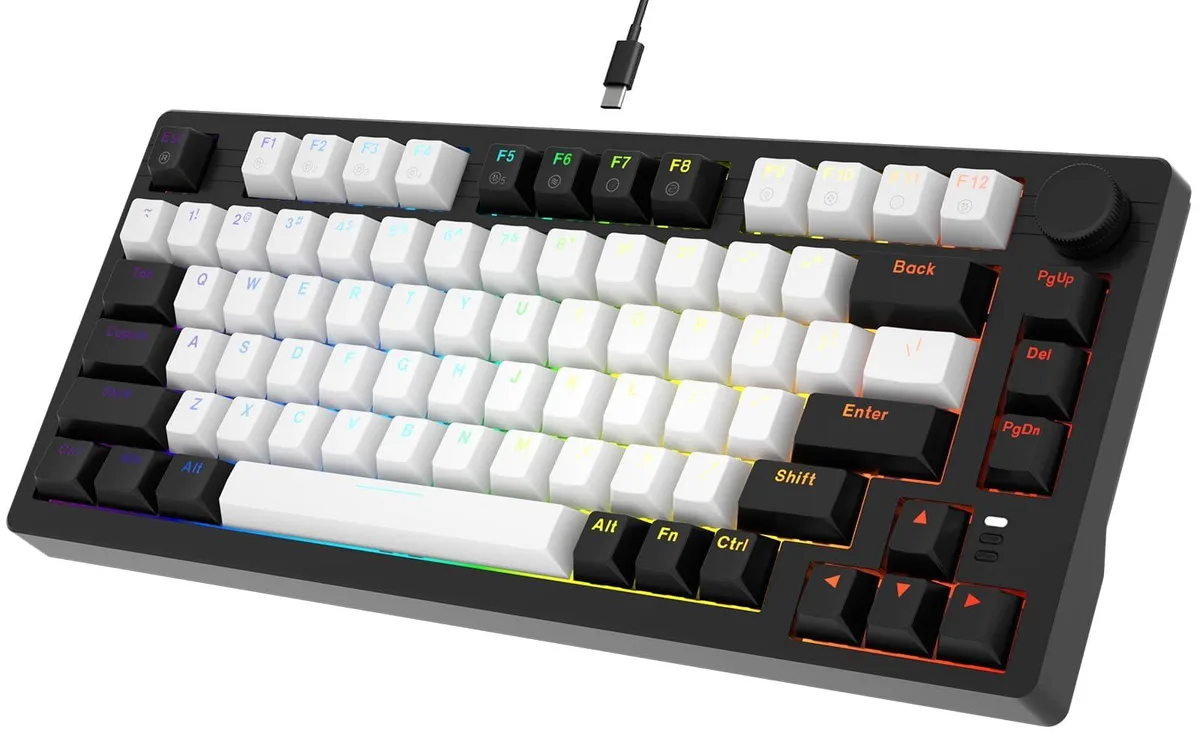 DAREU EK75-BK 75% Wired Mechanical Gaming Keyboard 81 Keys Black White — fotografia produktu