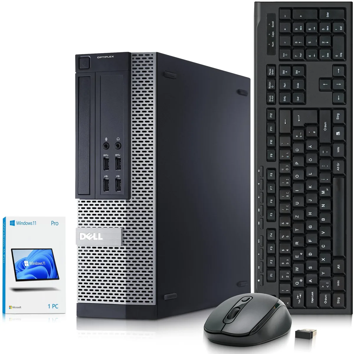 Small silver desktop tower with compact chassis