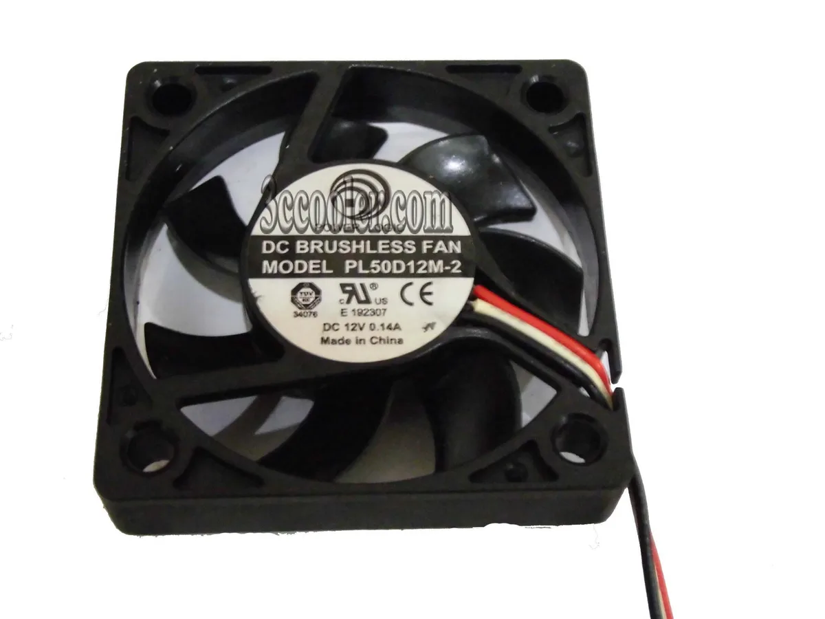 Small black 50mm square fan with three-pin connector