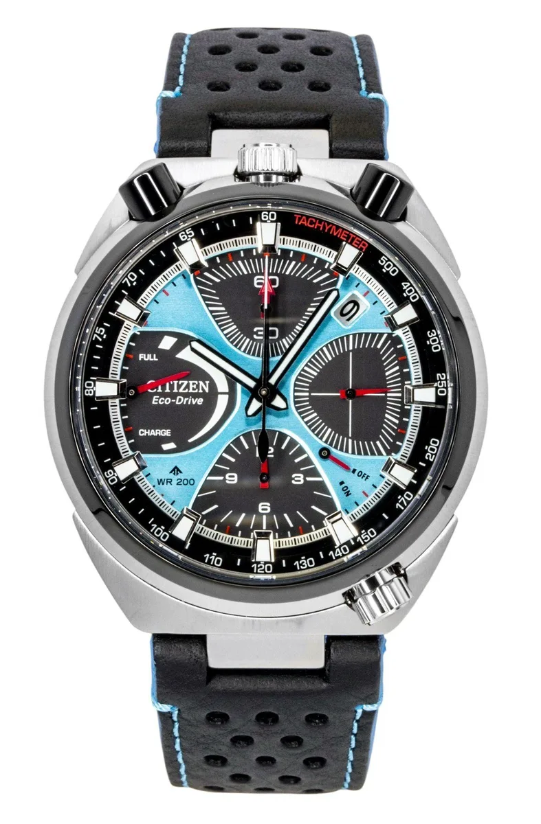 Citizen Citizen Promaster Tsuno Chrono Racer Limited Edition Eco-Drive 44.5mm Blue Dial Leather Strap 200M Men's Watch — product photo
