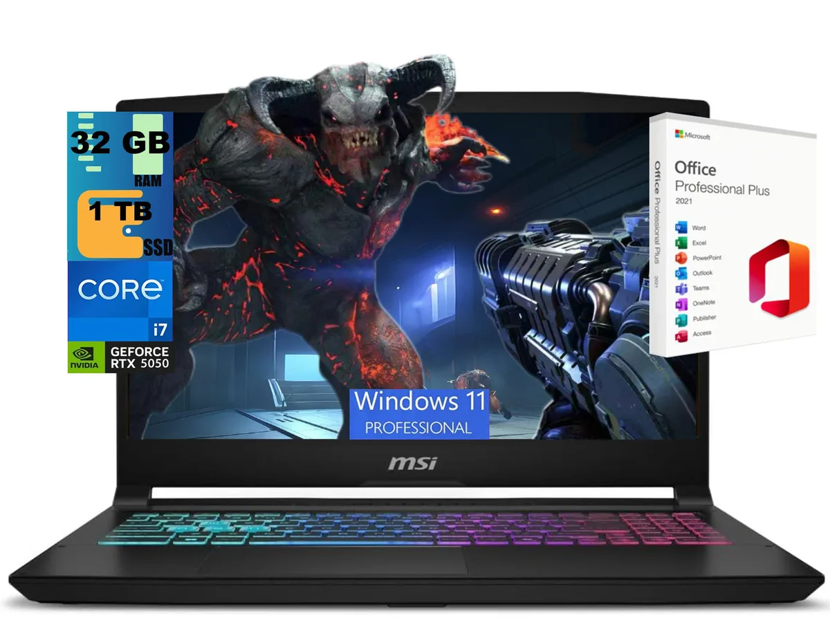 Black 15.6 inch gaming laptop with backlit keyboard
