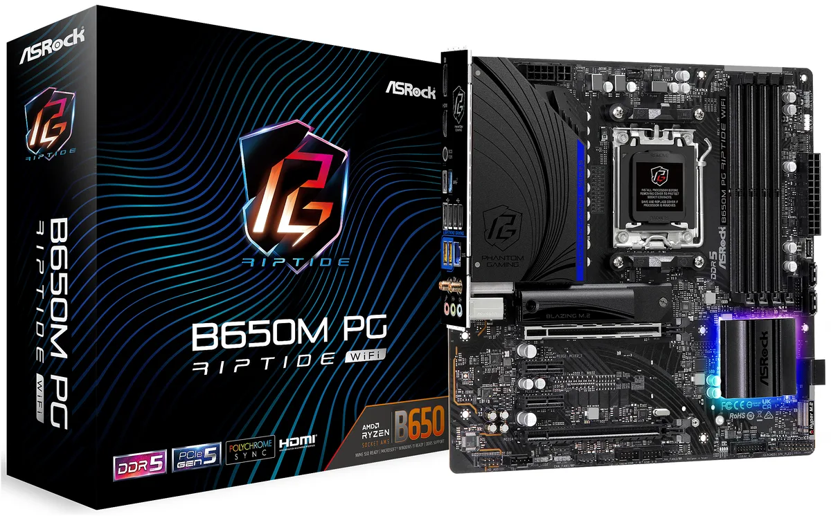 ASRock ASRock B650M PG RIPTIDE WIFI AMD motherboard — product photo