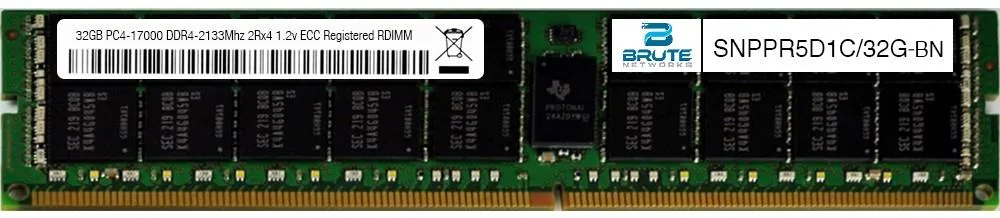 Green rectangular circuit board with gold contacts and black memory chips