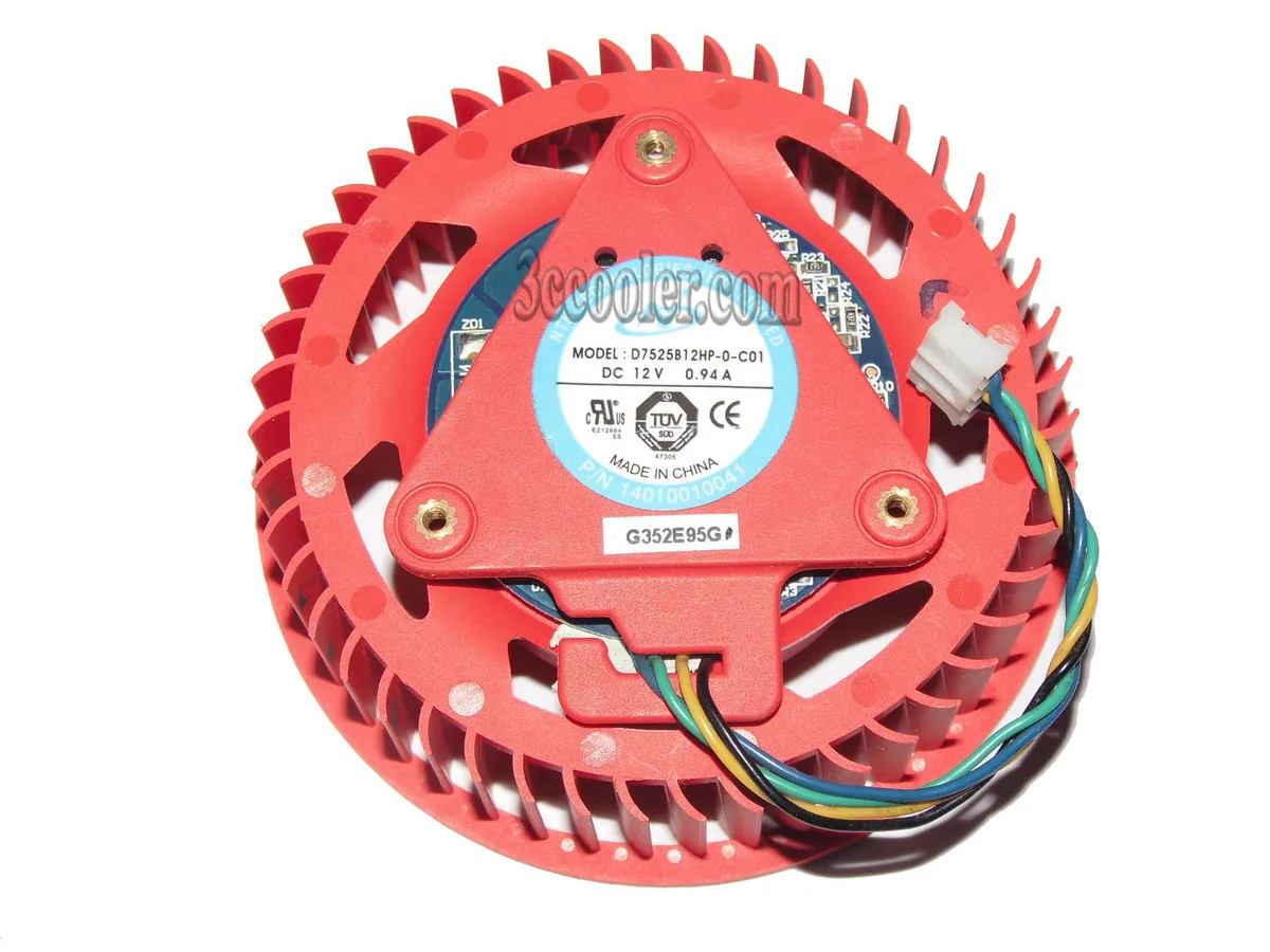 Red 4-pin ball-bearing cooling fan, circular form