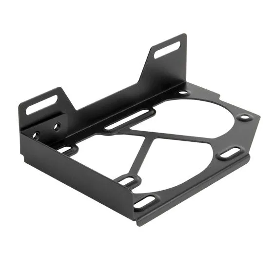 Black steel bracket with slots for 120mm or 140mm fan and mounts for one 80mm or two 60mm fans