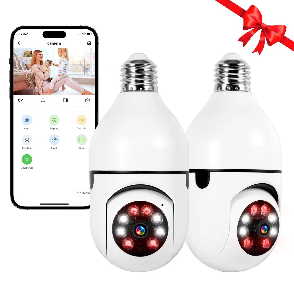 Clover DPDZ02 2K Wireless Surveillance 2 Pack E27 2.4GHz 355° Pan 1080p — صورة المنتج