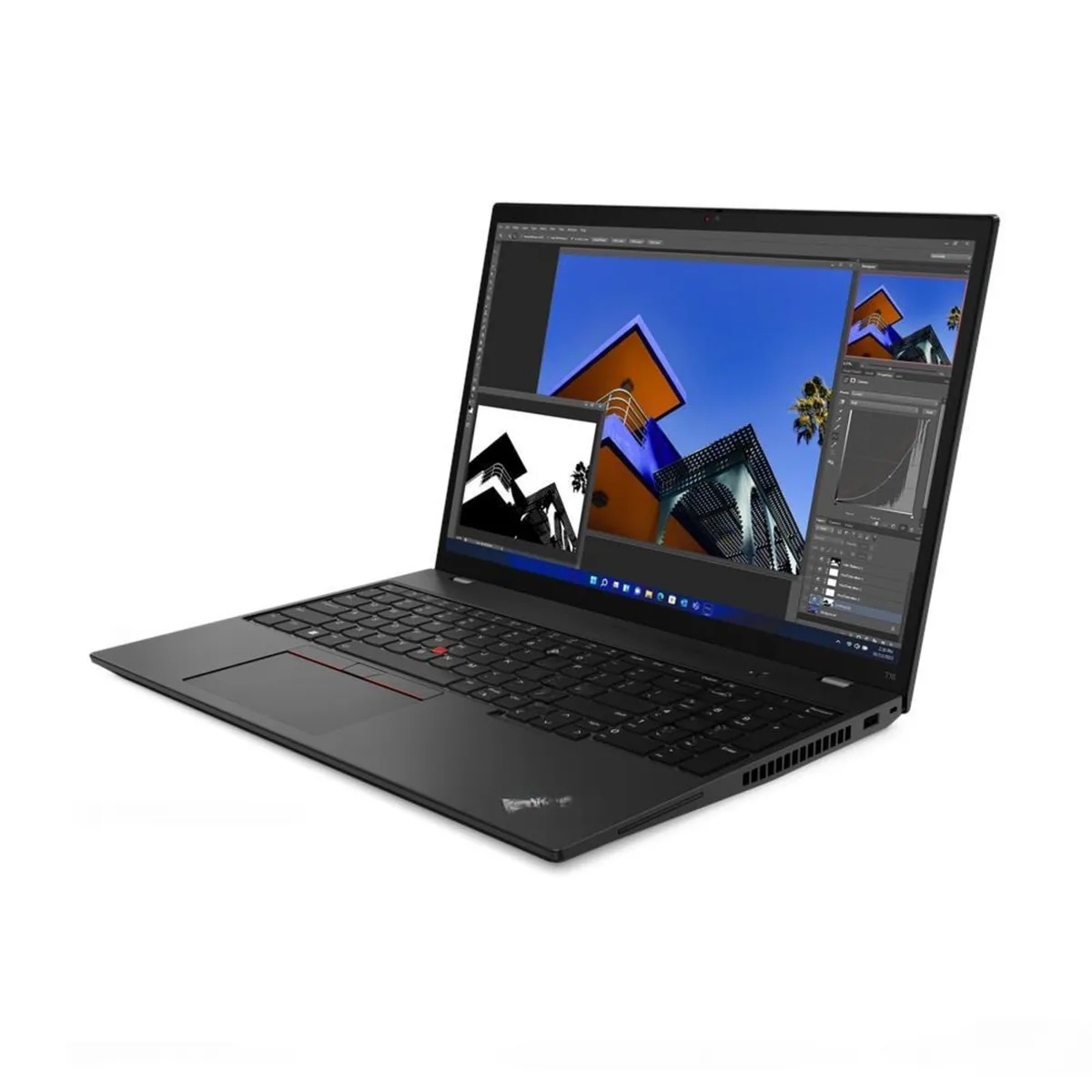 Black Lenovo ThinkPad T16 Gen 1 laptop, 16 inch matte screen, closed lid