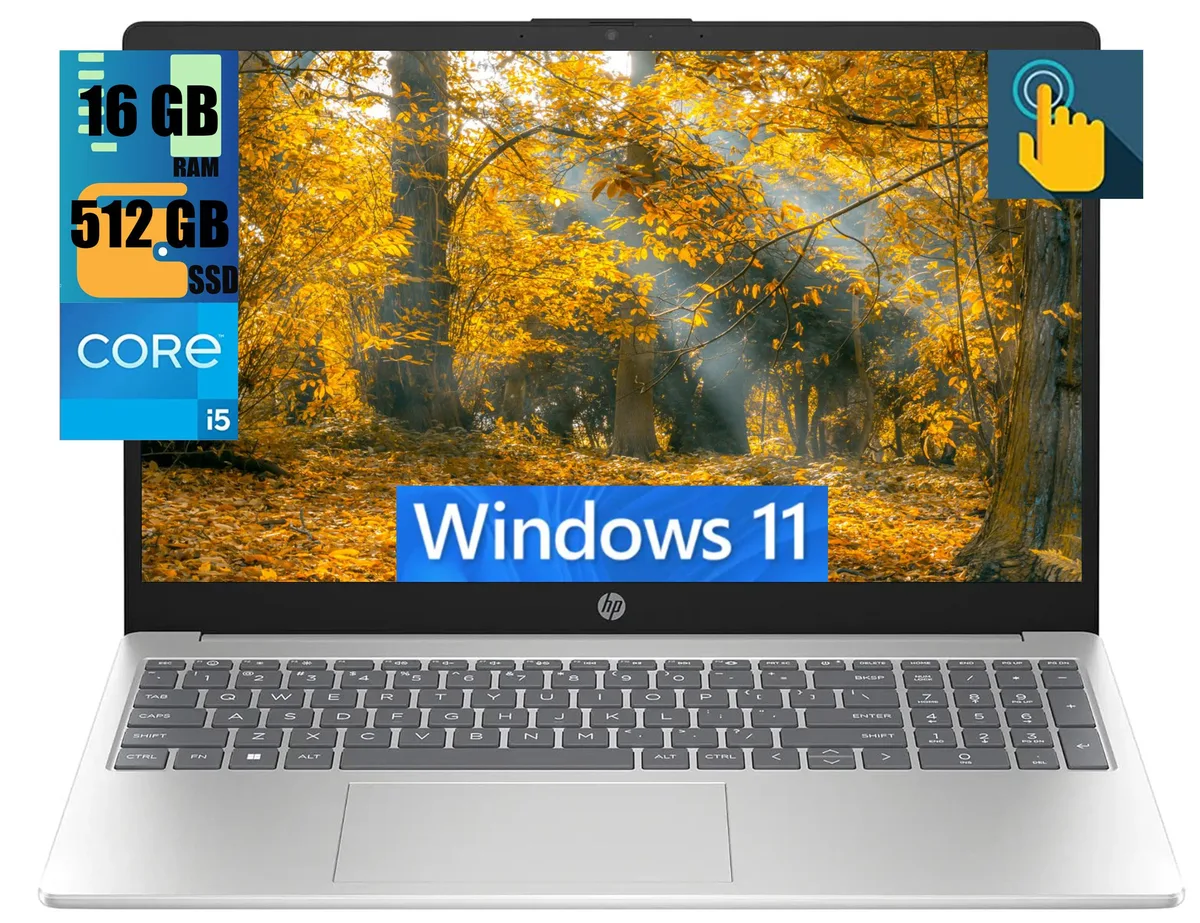 HP HP 15 laptop 15.6" HD touchscreen Core i5-1235U 10-core 16GB 512GB SSD — photo du produit