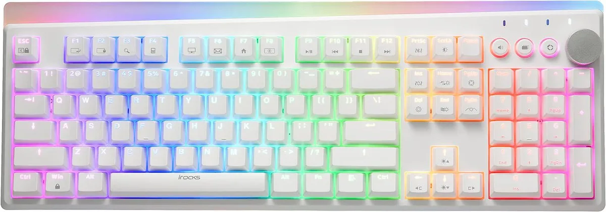 i-rocks i-rocks K71 Wireless RGB Mechanical Gaming Keyboard White Gateron Brown 107 Keys — produktbild