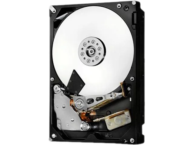 Silver 3.5-inch bare hard drive with exposed circuit board and SATA connectors