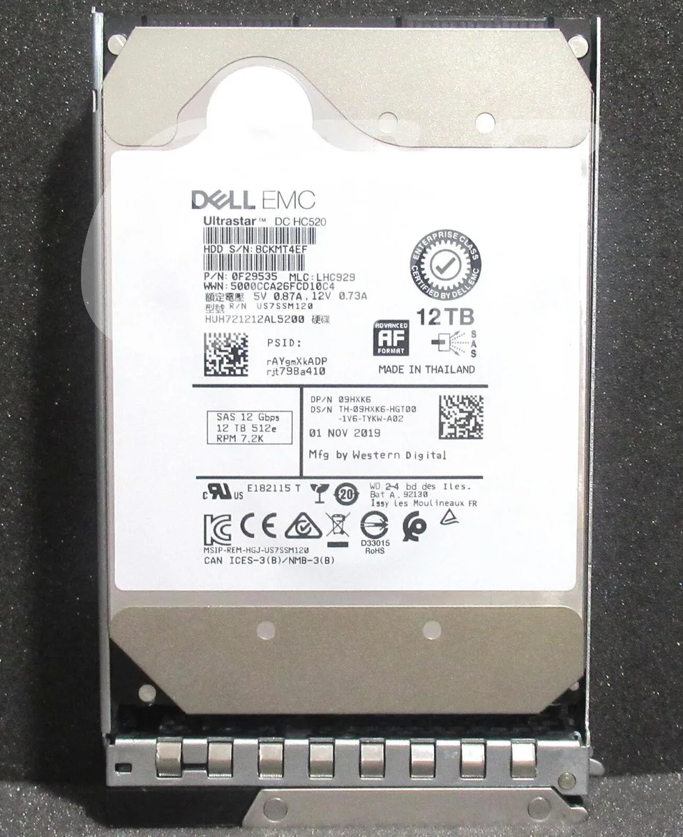Silver 3.5 inch SAS hard drive with Dell label