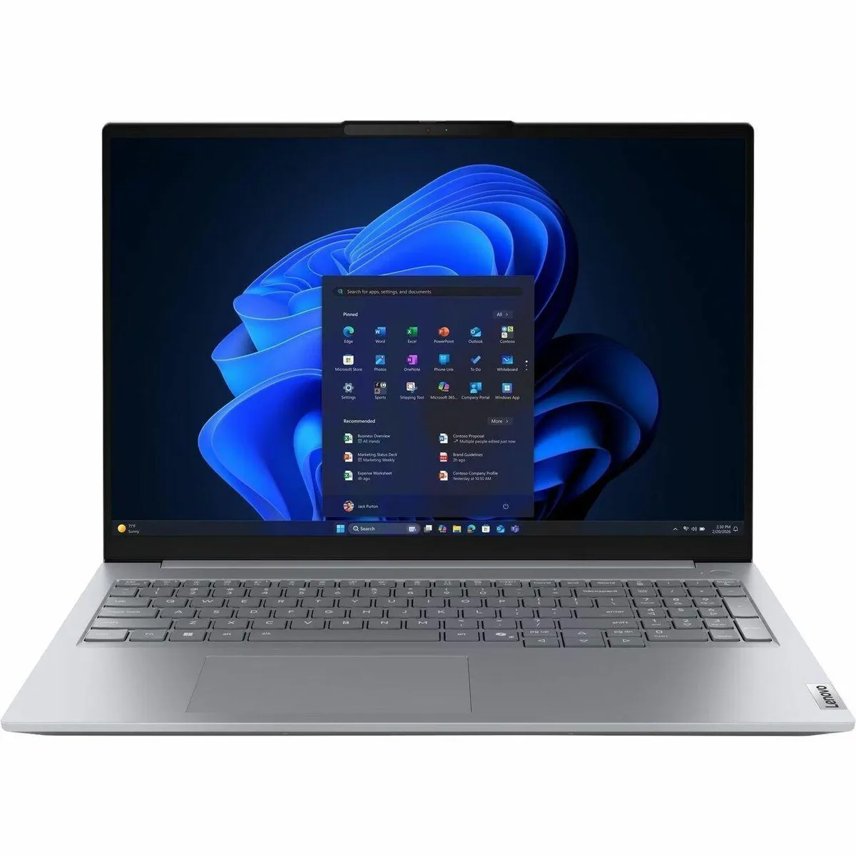 Gray 16-inch laptop closed with matte finish and thin bezels