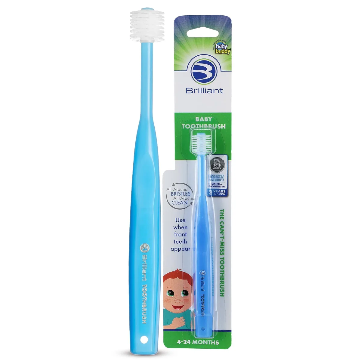  Brilliant Baby Toothbrush 24,000 Bristles 360° Round Head Blue 1 Pack — product photo