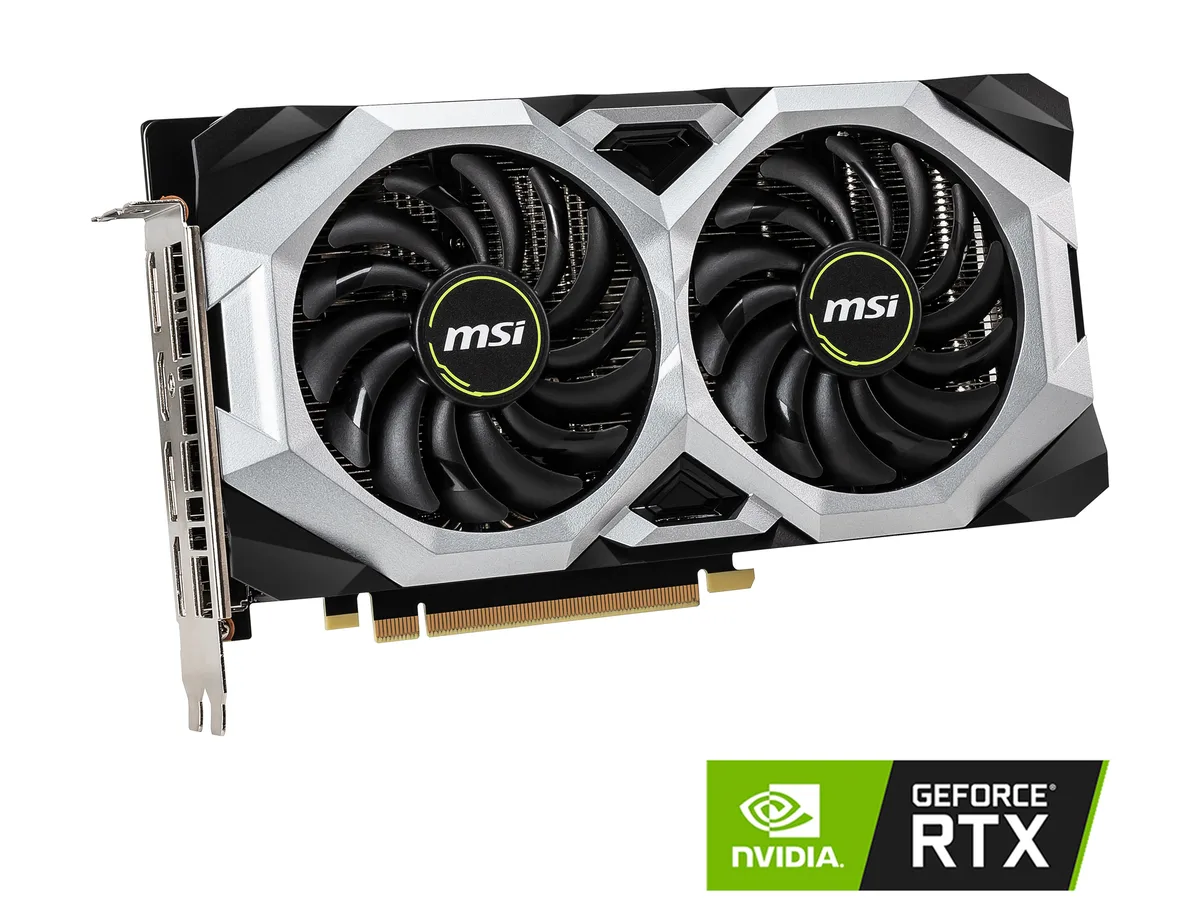 MSI RTX 2060 VENTUS 6G graphics card with dual-fan cooler and metal backplate