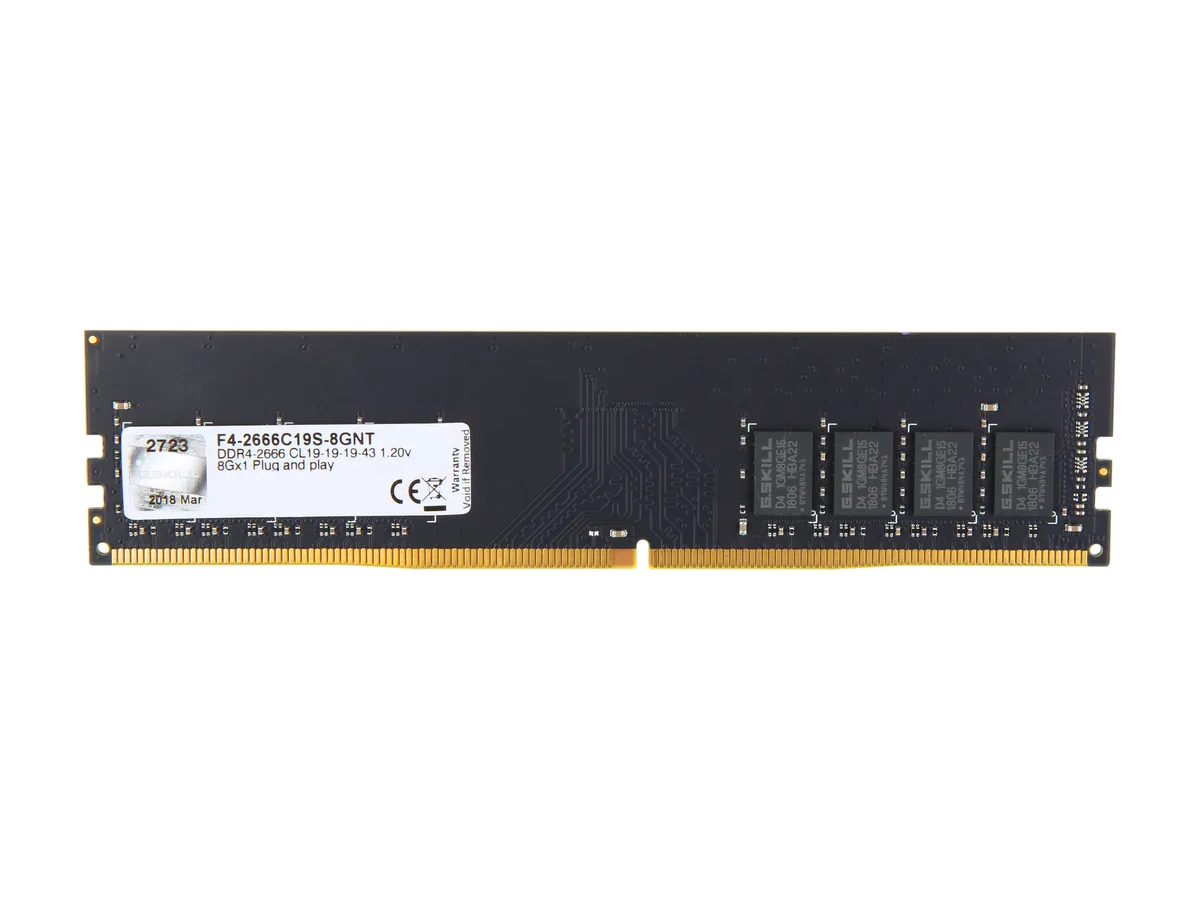 G.SKILL G.SKILL Value Series F4-2666C19S-8GNT 8GB DDR4 2666 desktop RAM — product photo