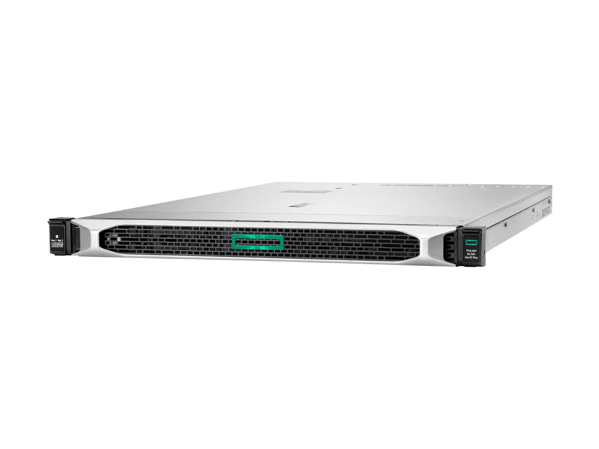 Silver 1U rack server front with eight drive bays