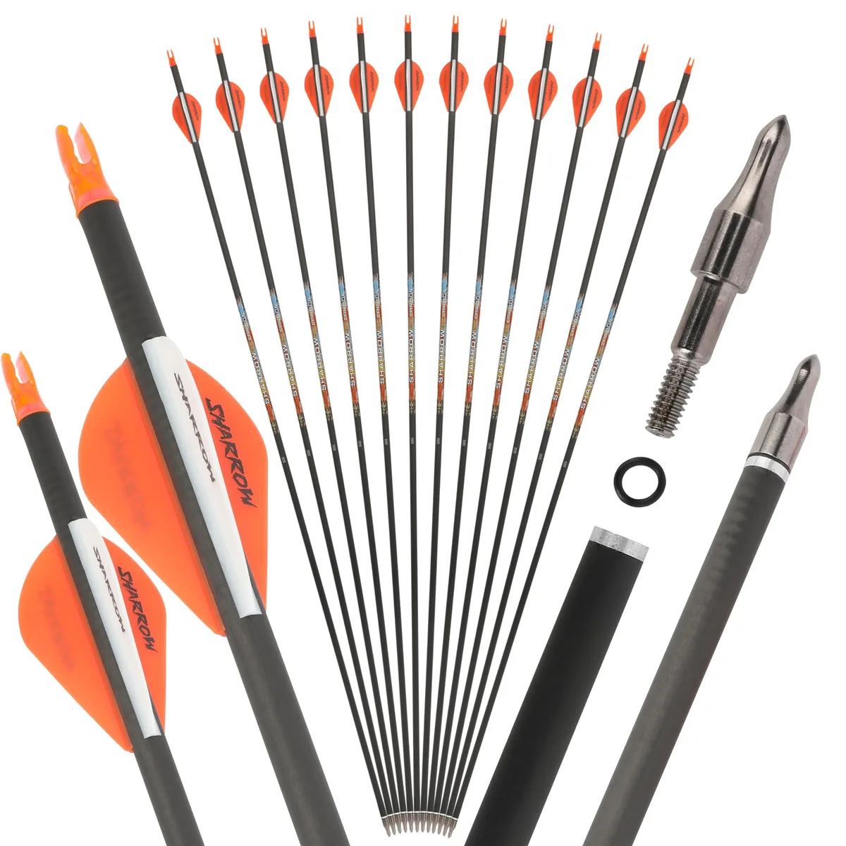 wolfman wolfman Carbon Arrows 31" Spine 300 12pcs Orange &amp; White — foto del producto