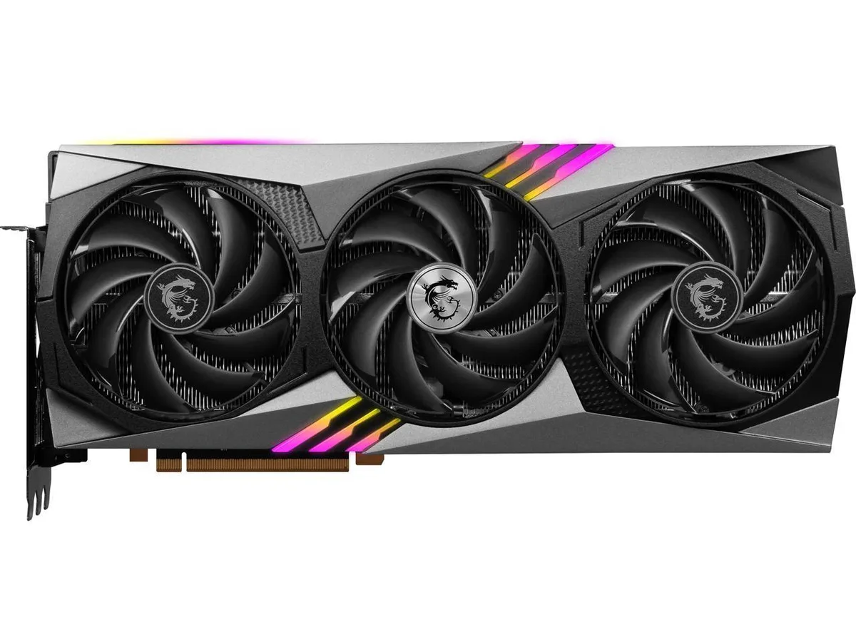 MSI GeForce RTX 4080 Gaming X Trio triple-fan graphics card in dark metal finish