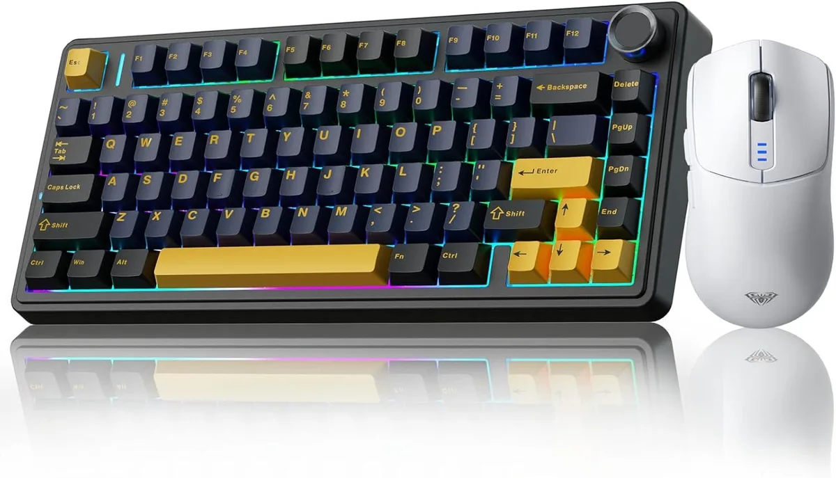 AULA AULA F75 75% Wireless Mechanical Gaming Keyboard White — produktbild