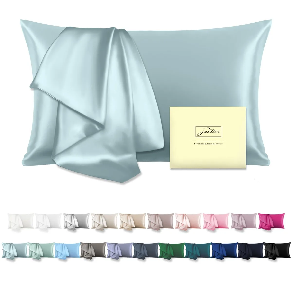 CANMOV Mulberry Silk Pillowcase 20" x 26" 2-Pack Haze Blue — 商品照片