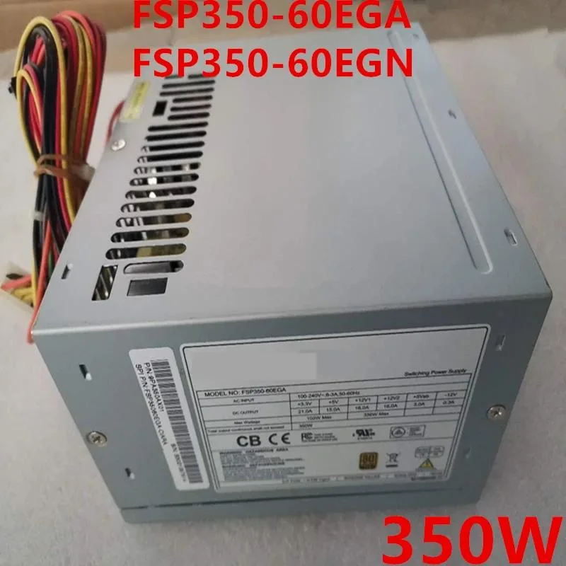 KHACHIMO FSP350-60EGA 350W ATX power supply, matte black metal enclosure with cooling fan and cable bundle