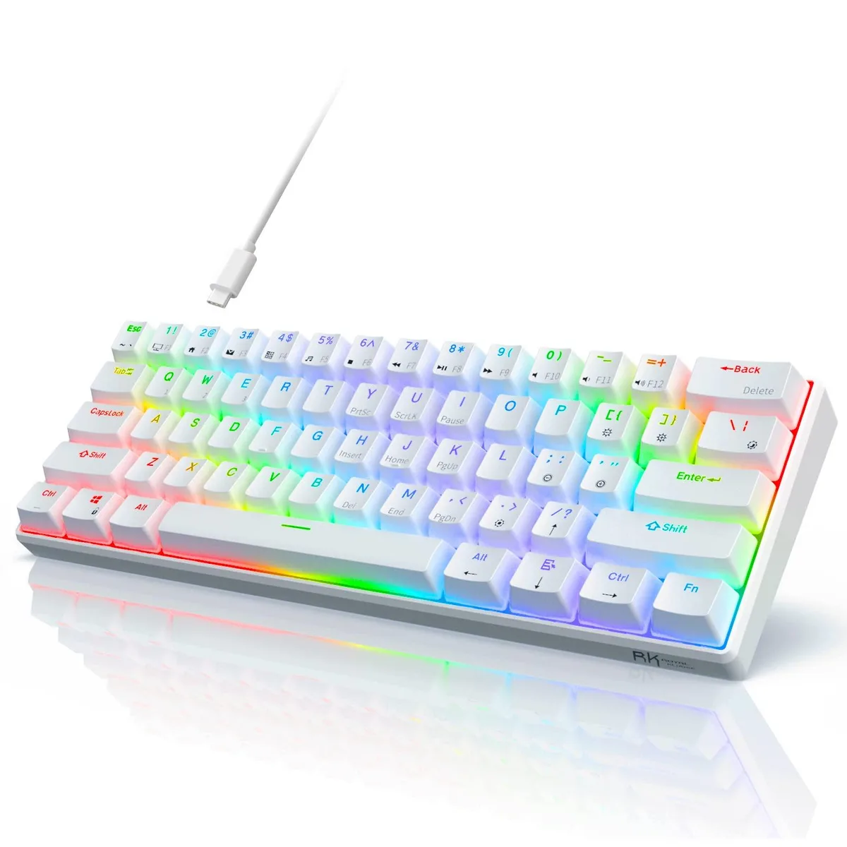 GE Gaming Keyboard 60 Percent Mechanical Red Switch White — Produktfoto