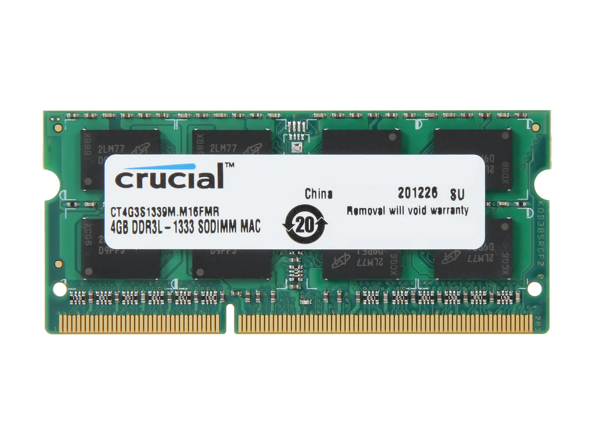 Crucial Crucial CT4G3S1339M 4GB DDR3 1333 SO-DIMM memory upgrade — product photo