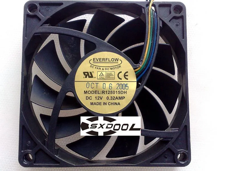 SXDOOL SXDOOL EVERFLOW R128015DH 12V .32A 80mm 15mm 4-wire CPU fan — foto del producto