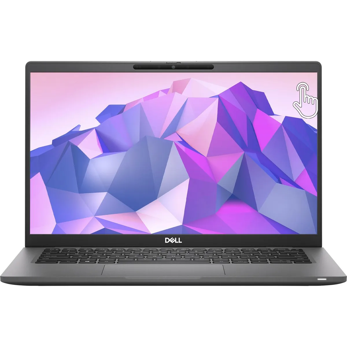 Silver 14 inch touchscreen laptop with carbon fiber lid, visible scratches and shiny keyboard areas, open showing keyboard and display