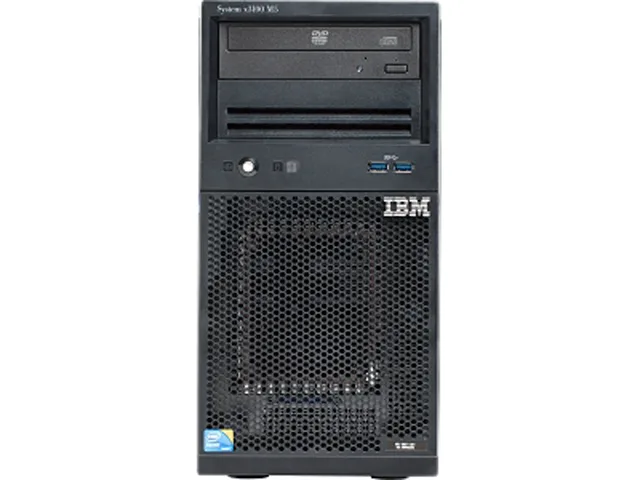 Tall 5U tower server, matte black front with DVD drive and bay slots