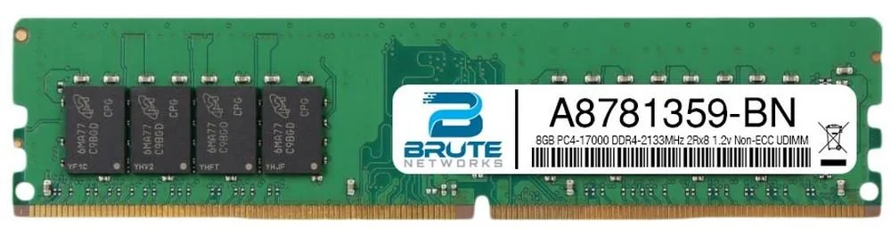Brute Networks Brute Networks 8GB DDR4-2133 CL15 2Rx8 1.2V Non-ECC UDIMM Dell A8781359 — product photo