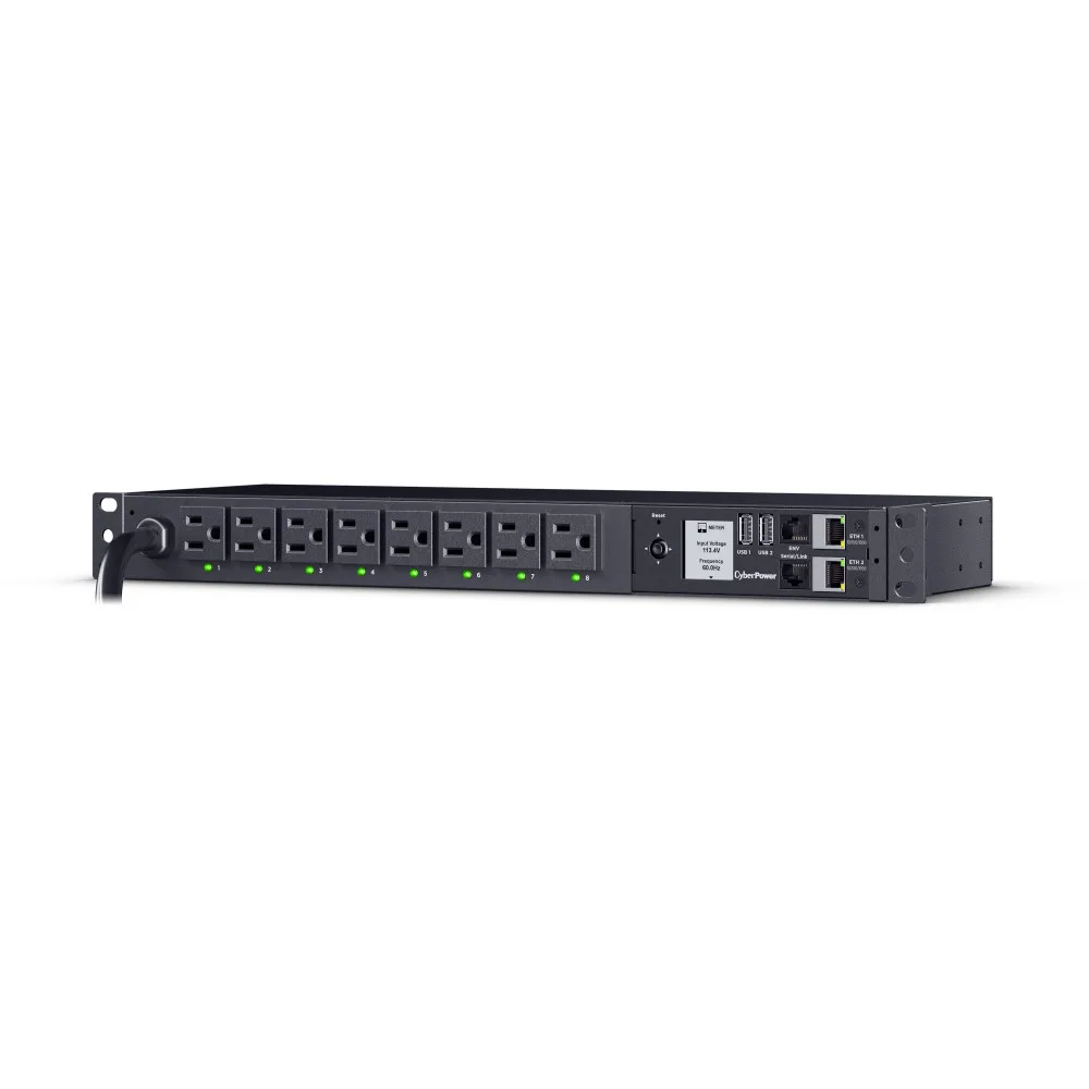 CyberPower CyberPower PDU41001G 1U Switched PDU 8x5-15R 120V 15A 12ft — 제품 사진