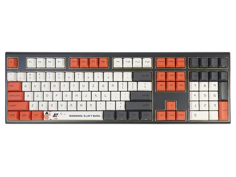 Full-size mechanical keyboard with PBT keycaps and Cherry MX Red switches