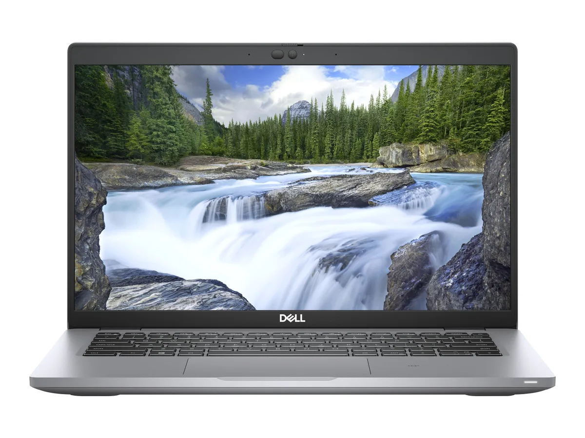 Silver Dell Latitude 5420 14.0 inch laptop closed on a plain background