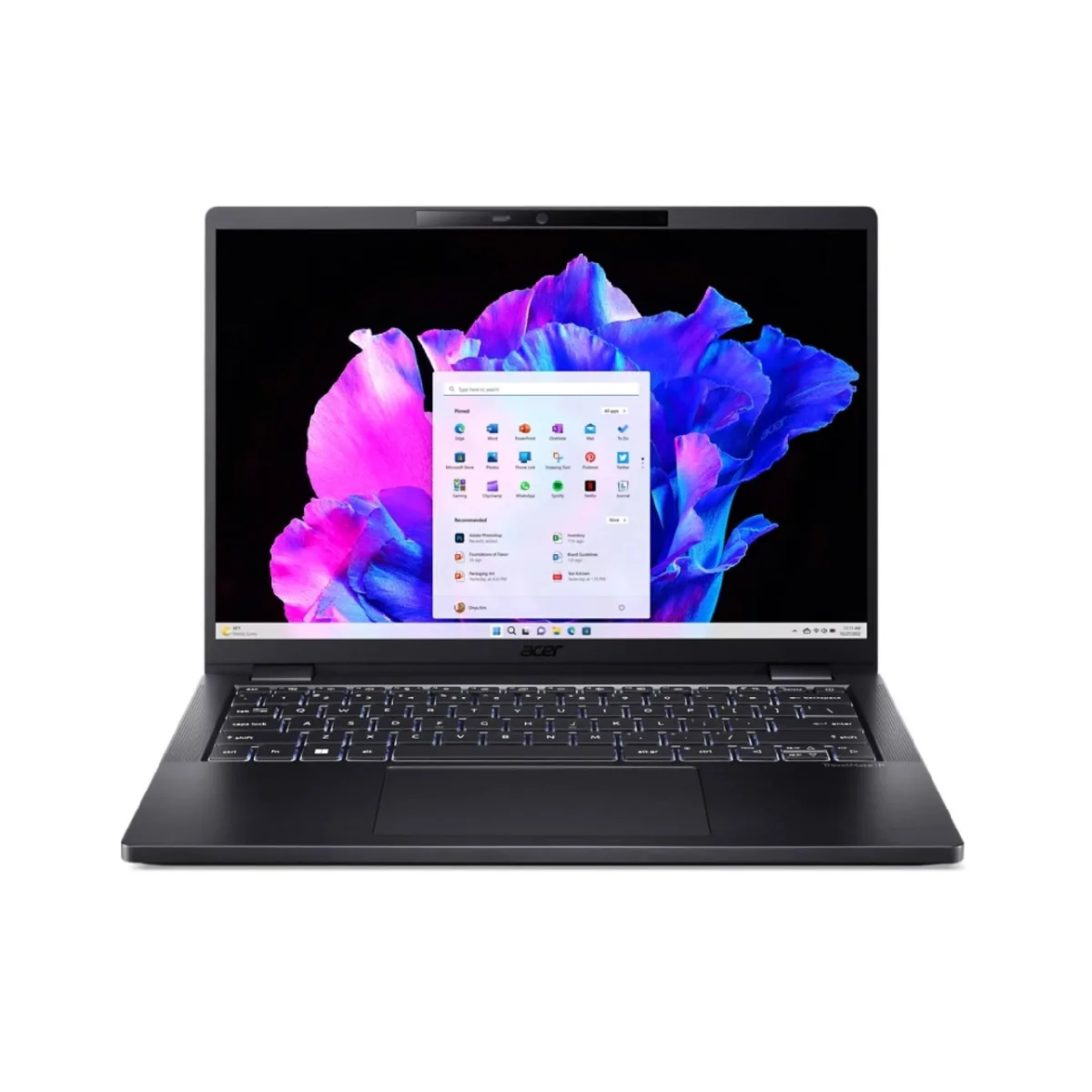Black 14-inch Acer TravelMate P6 laptop with matte non-touch screen