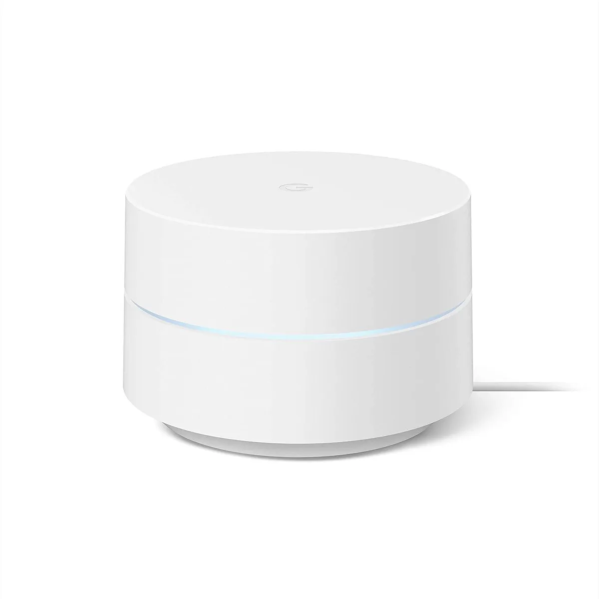Small white cylindrical mesh router unit, 2020 model