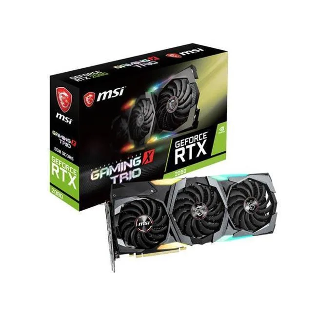 MSI RTX 2080 Gaming X Trio triple-fan graphics card in black and silver