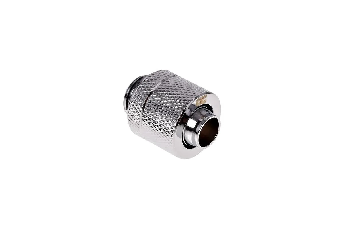 Six chrome compression fittings with knurled collars and G1/4 threads