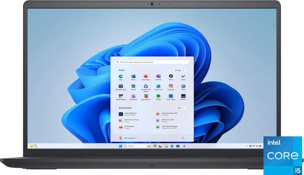 Carbon Black 15.6 inch laptop with Full HD touch screen closed lid