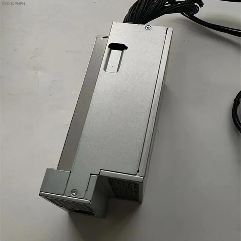 Rectangular ATX power supply unit in matte black finish with cooling fan grille visible