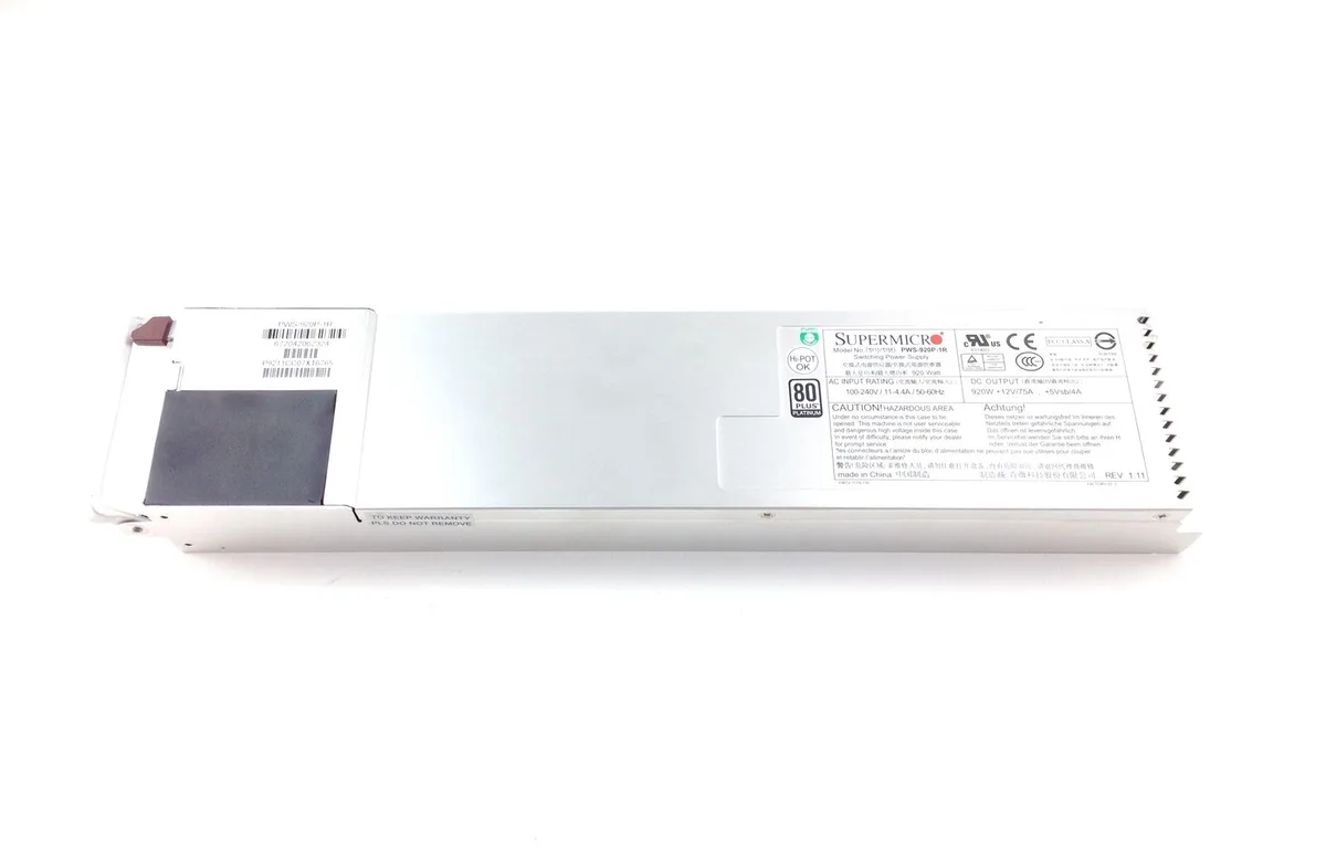 Supermicro Supermicro PWS-920P-1RProduct 920W 80 Plus Platinum 1U server power supply Rev 1.11 — ürün fotoğrafı