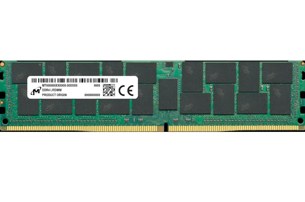 Green 288-pin DDR4 LRDIMM module, no heat spreader