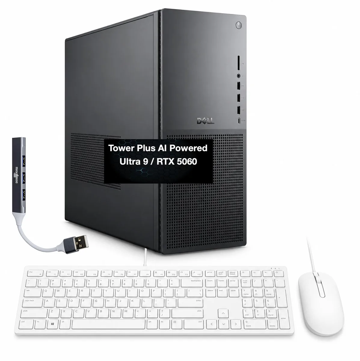Platinum tower desktop with front panel ports and side venting